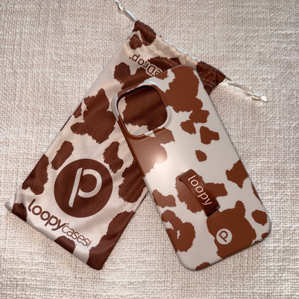 Loopy Case Brown and White Cow Print iPhone 13 Pro Max Case